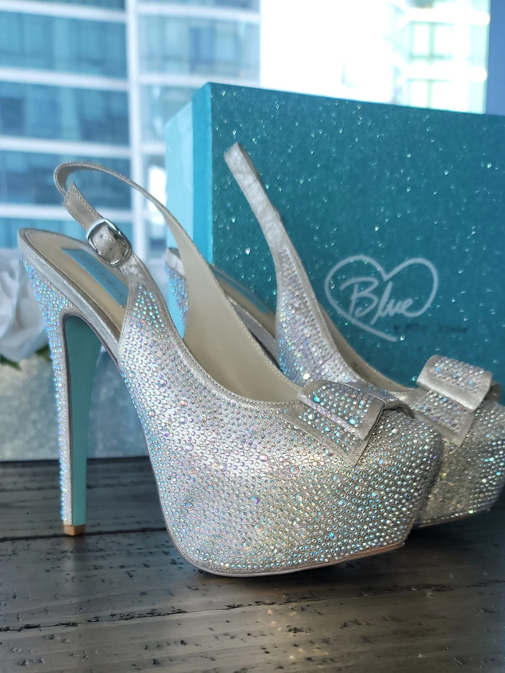 Betsey Johnson Toast Rhinestone Embellished Slingback Pumps Wmns SZ 10